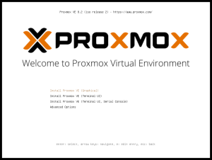 Proxmox VE Installer Boot Menu - Selecting Graphical Install